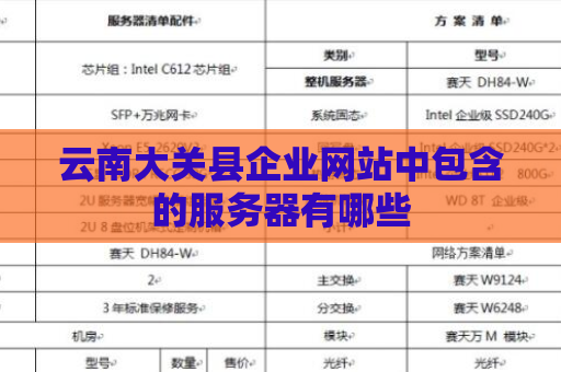 云南大关县企业网站中包含的服务器有哪些