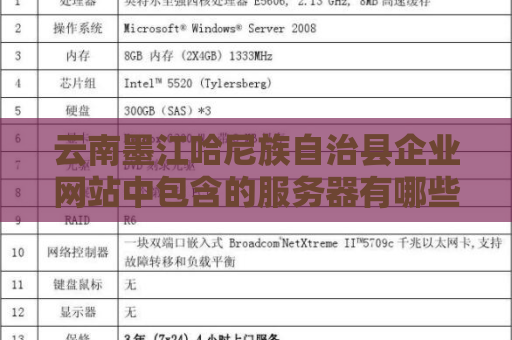 云南墨江哈尼族自治县企业网站中包含的服务器有哪些
