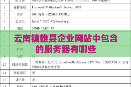 云南镇雄县企业网站中包含的服务器有哪些