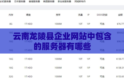 云南龙陵县企业网站中包含的服务器有哪些